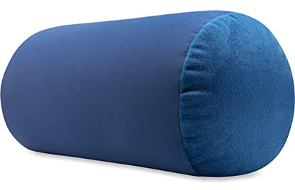 Microbead Bolster Neck Roll Pillow, 14x8 in Cylinder Tube, Peacock Blue | Silky feel fabric helps prevent wrinkles & hair breakage; feather-light beads gently cushion head & shoulders as you rest - color: Peacock Blue