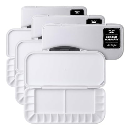 Mr. Pen- Airtight Watercolor Palette with Lid, 18 Wells & 2 Mixing Areas (Pack of 3) - color: White, size: 3 Pack