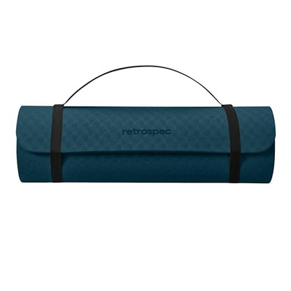 Retrospec Zuma 1/2" Yoga Mat Non Slip Exercise Mat For Pilates, Workout | 72x24x1/2", Gym Mat, Yoga Mat Strap, TPE Yoga Mat, Eco Friendly, Elastic Memory Foam, Moisture Resistant, BPA, Latex Free - color: Ocean Blue