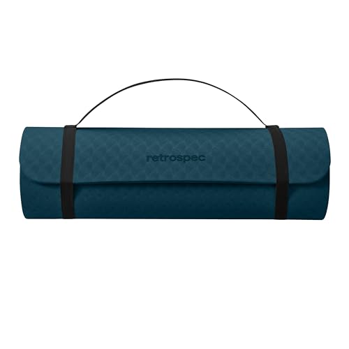Retrospec Zuma 1/2" Yoga Mat Non Slip Exercise Mat For Pilates, Workout | 72x24x1/2", Gym Mat, Yoga Mat Strap, TPE Yoga Mat, Eco Friendly, Elastic Memory Foam, Moisture Resistant, BPA, Latex Free - color: Ocean Blue