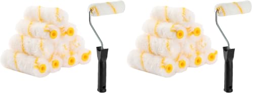 Bates- Paint Rollers, 4 inch Paint Roller with 10 Covers, Wall Painting Tool (Pack of 2) - color: White, size: 4 inch Paint Roller+10 Covers (Pack of 2)