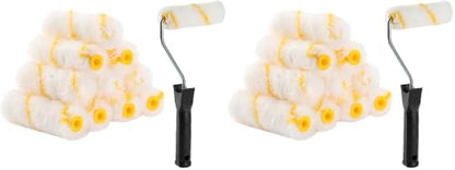 Bates- Paint Rollers, 4 inch Paint Roller with 10 Covers, Wall Painting Tool (Pack of 2) - color: White, size: 4 inch Paint Roller+10 Covers (Pack of 2)