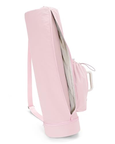 sportsnew Puffy Yoga Mat Bag Yoga Gym Bags for Women Men, Full-Zip Pilates Bag with Wet Pocket & Side Zip Drawstring Pocket Fits Tumblers with Handle, Yoga Mat Storage for Carrier Quick Access - color: Pink