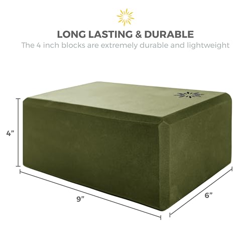 Bulk 4in Foam Yoga Blocks, 10 Pack - color: Olive