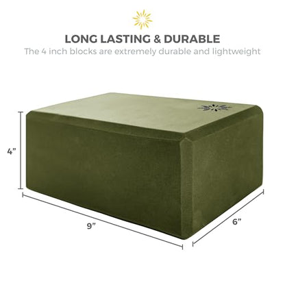Bulk 4in Foam Yoga Blocks, 10 Pack - color: Olive