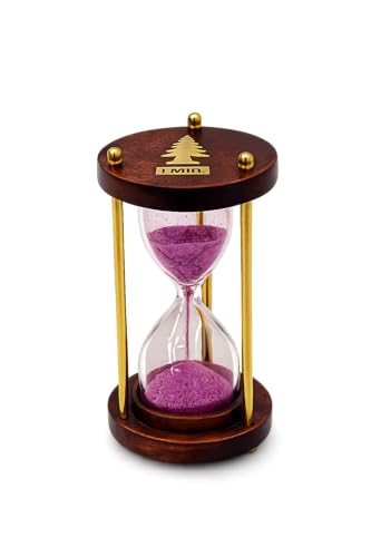 Wooden Sand Timer 4 Inch, Hourglass for Time Management and Decoration Elegant Timer for Desk Office & Decoration Study Timer (Brown Brass Black) - color: Brown Brass Pink