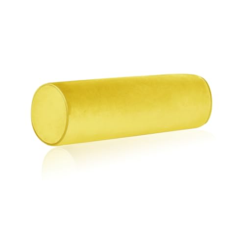 Tinbolunce Memory Foam Roll Pillow for Knee/Leg/Neck - Full Moon Bolster/Round Cylinder Pillow for Sleeping on Side or Back - Removable Cooling Cover Length 18" x 6" Diameter (Yellow, 18X6) - color: Yellow, size: 18X6