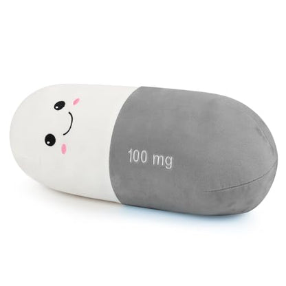 Cervical Neck Roll Pill Pillow, Cylinder Bolster Chill Pillows with Washable Cover, Round Neck Pillows Support for Bed Sleeping, Designed for Head, Neck, Lumbar, Legs Back and Yoga (Grey, M) - color: Grey