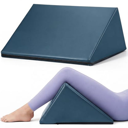 Knee Wedge Pillow Bolster Pillow for Leg,Blue,20 x 18.5 x 11.4 Inch - color: Blue, size: 20 x 18.5 x 11.4 Inch