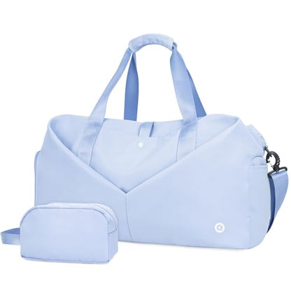 Ceneda 20" Gym Bag for Women with Wet Pocket & Shoe Compartment, Lightweight Duffel Waterproof Carry On Duffle for Travel, Yoga, Overnight (Light Blue) - color: Light Blue