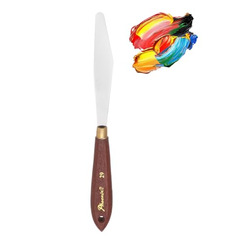MECCANIXITY Pack of 1 Palette Knife No.29, 8.5" Long Palette Knives with Stainless Steel Flexible Spatula Pallet Knife and Wood Handle for Scraping, Mixing, Oil Acrylic Painting Canvas - style: No.29