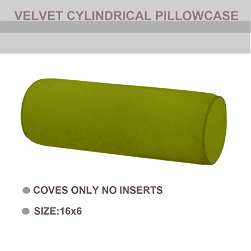 Neck Roll Pillowcases Velvet Cylindrical Pillow Covers 16"x6" with Hidden Zipper for House Home Decor Neck Roll Pillow Cervical Neck Roll Memory Pillow Cylinder Round Cushion (Light Green, 16x6) - color: Light Green