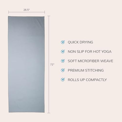 Fittest Pro Non-Slip Hot Yoga Towel with Super-Absorbent Soft Suede Microfiber in Many Colors, for Bikram Pilates and Yoga Mats. (72.00 x 26.50) Frosted Blue - color: Light Blue