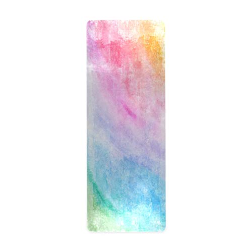 Qilmy Fantasy Mandala Pattern Yoga Mat, Non-Slip Texture Pro Yoga Mat Eco Friendly Exercise & Workout Mat for Yoga, Pilates and Floor Exercises - color: Rainbow Colors