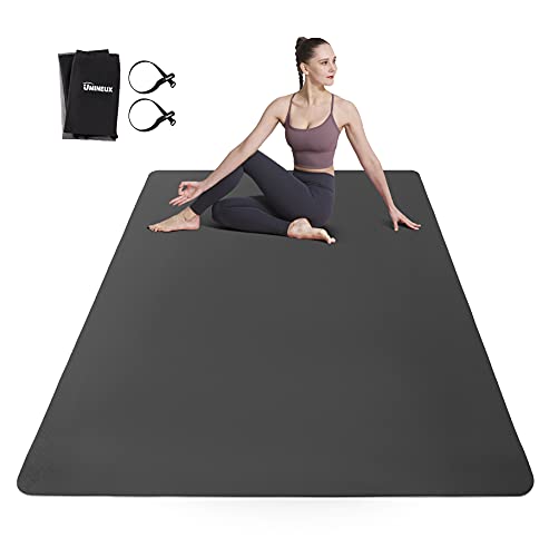 UMINEUX Large Yoga Mat for Men and Women 1/4 & 2/5 Inch Extra Thick TPE Fitness Mat for Home Gym Workout, Non-Slip, Eco Friendly Exercise Mat for Yoga, Pilates, Stretching, Meditation - color: Black & Glacier Gray, size: 72"x48"x1/4"