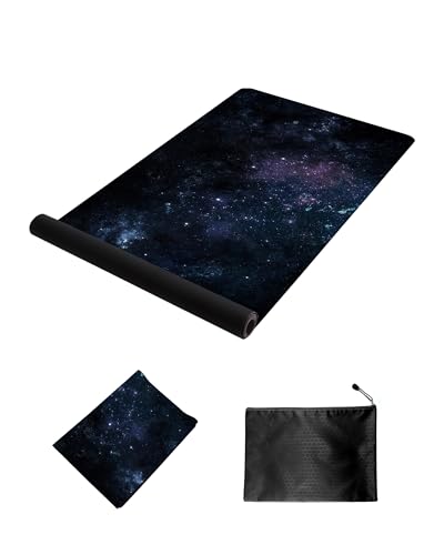 nuveti Printed Travel Yoga Mat 1/16 Inch Thick Non Slip Fitness Workout Mat | with Carrying Bag, Foldable Lightweight Suede & Natural Rubber Yoga Mat for Yoga Pilates and Fitness 72" L x 24" W x 1.5mm - color: YinXing