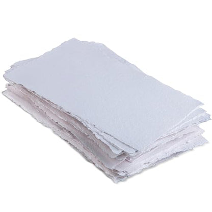 Wanderings Thick Handmade Watercolor Paper with Deckle Edge - 9" x 12" - 300GSM - Premium White Hot Press Smooth Mixed Media Paper Made with Recycled Cotton - 25 Loose Leaf Sheets - color: White, size: 9x12" (23x30.5cm)