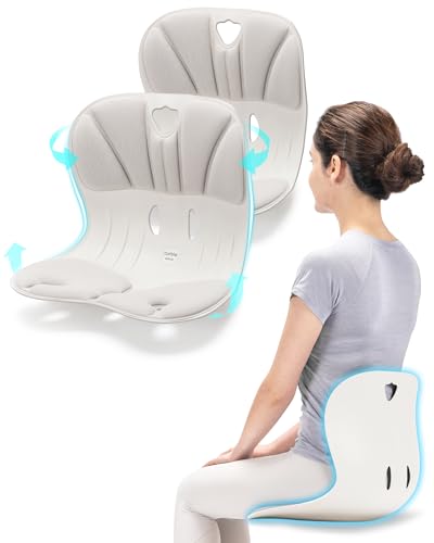 curble Wider 2 Pack – Ergonomic Desk Chair Seat Cushion, Everyday Passive Posture Trainer for Work from Home, Office & Car, Breathable Lumbar Support (Grey) - color: 2 Pack Grey