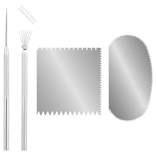 4pcs Pottery Ribs Clay Sculpting Tools Serrated Rib Tool for Pottery Steel Pottery Tools Ceramic Detail Ceramics Mud Tools Clay Needle Wire Texture Tool for Sculpture Pottery Clay Modeling Carving
