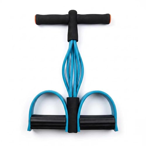 Upgraded Durable 6-Tube Pedal Resistance Strap with Handle, Natural Rubber Fitness Resistance Strap, Multifunctional Fitness Strap, Suitable for Abdominal, Waist, arm, and Leg Shaping Training - color: Blue