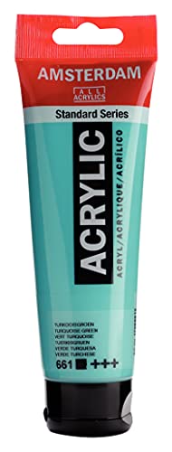 Amsterdam Standard Series Acrylic Paint Tube, Turquoise Green 661, 4 fl oz | Vibrant Color with Acrylic Resin Binder, High Lightfastness, Water-Based, Strong Coverage, Visible Brush Strokes - color: Turquoise Green, size: 4.06 Fl Oz (Pack of 1)