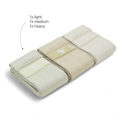 Fabric Booty Bands Set, 3 Resistance Levels for Pilates - color: Beige