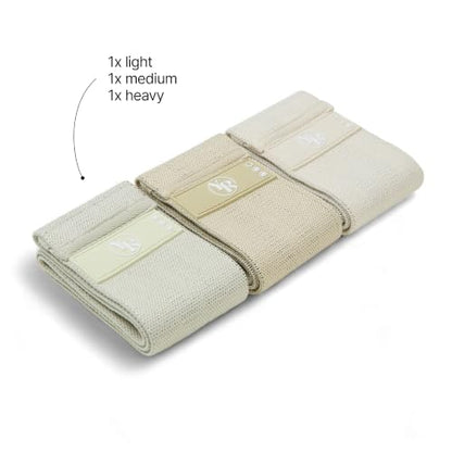 Fabric Booty Bands Set, 3 Resistance Levels for Pilates - color: Beige