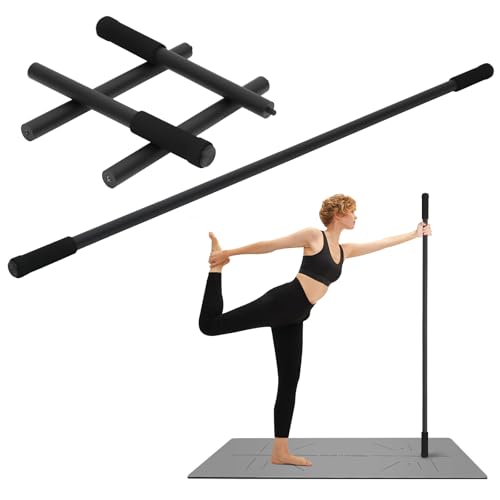 P Polerden Yoga Stick, 5ft Exercise Stick for Mobility, Stretching Stick with Non-Slip Ends, Exercise Dowel for Pilates, Balance Pole and Stretch Bar for Stretching Equipment - size: 1 PCS 60 inches Sturdy Steel