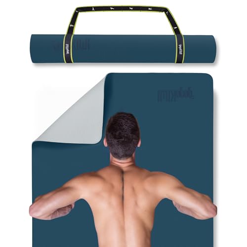 Gogokiwi Extra Wide Yoga Mat for Men Women (72"L x 36"W) Non Slip Fitness & Exercise Mat with Alignment Marks for Yoga, Pilates, Floor Workouts - color: Midnight Blue, size: Standard (1/4 Inch Thick)