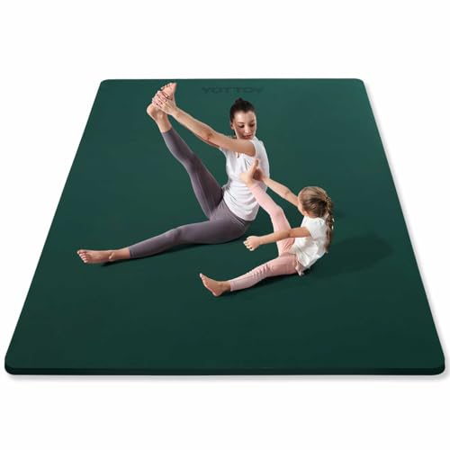 YOTTOY Large Yoga Mat (75 * 52 * 1/2inch),Extra Wide TPE Exercise Mat,Non-Slip Workout Mat for Pilates, Fitness, Barefoot, Home Gym Studio with Strap and Towel - color: Green, size: 75*52*1/2inch