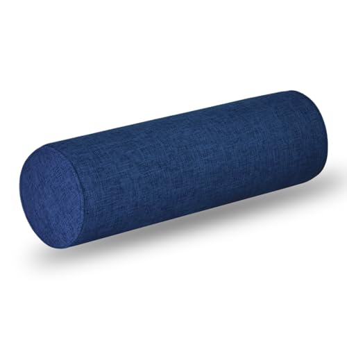 Tinbolunce Neck Roll Pillowcases with Zipper - Full Moon Bolster/Round Cylinder Pillow Case Cover for Bedroom, Living Room, Sofa - Solid Color Cervical Throw Pillow Covers - color: Blue, size: 6" x 24"