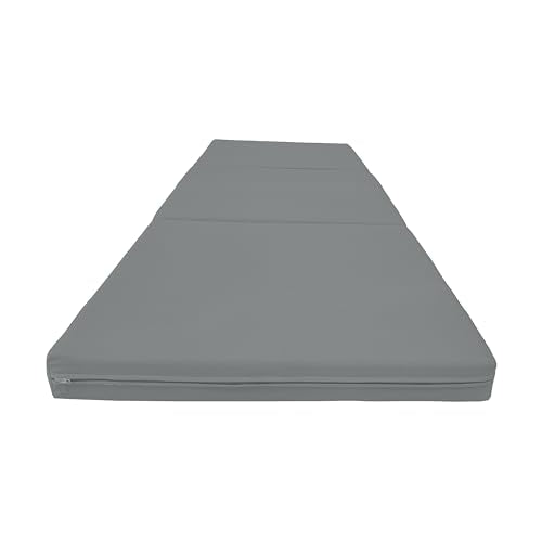 D&D Futon Furniture Trifold Foam Beds, Floor Tri-Fold Bed, Foldable Shikibuton Mattress Cushion Topper Mat for Space Saving Sleepover 3x27x75 in, Gray