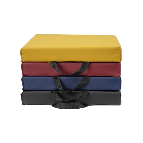 FDP SoftScape 12 inch Square Toddler Floor Cushions with Handles Flexible Seating for Daycare, Preschool, Playroom 1.5 inch Deluxe Foam (4-Piece) - Volcano - color: Volcano