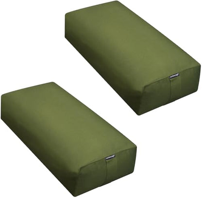 Firm Large Yoga Bolster, 24x12x6in - color: Olive Green - Zippered Cover, size: 2 Pack