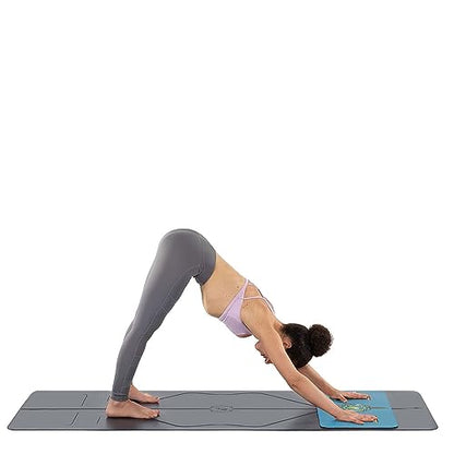 Liforme Yoga Pad - Revolutionary Alignment System, Advanced Non-Slip Grip | Eco-friendly, Non-Toxic, Sweat-Resistant, 4.2mm thick pad for knee, elbow and hand support during Yoga, Free Yoga Bag - color: Blue Sky