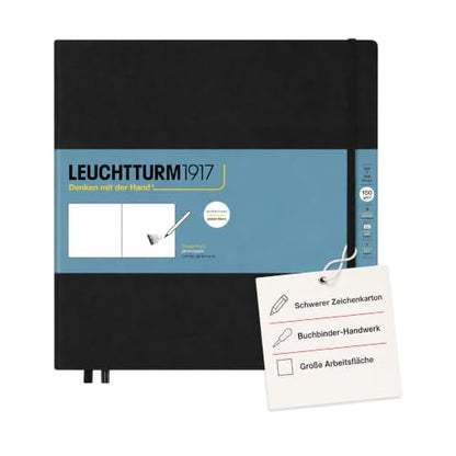 Leuchtturm1917 - Square Hardcover Sketchbook (Black) - 112 Pages of 150g/m² Paper - color: Black, size: Square
