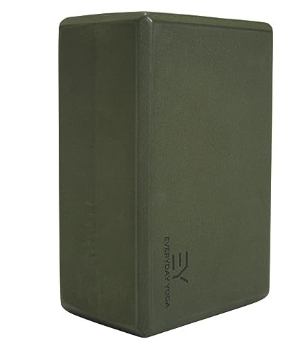 Everyday Yoga Premium Foam Block, 3in/4in/5in Thick, Multi Colors, 1 Block | Non-Slip, EVA Foam, High-density Support, Beveled Edges, Durable & Lightweight, Balance Aid, Stability & Stretching Accessory - color: Dark Olive, size: 4 Inch Thick