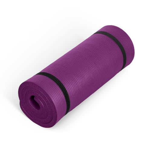 CAP Barbell 1-Inch High Density Exercise Yoga Mat with Strap | Multiple Colors - color: Wine
