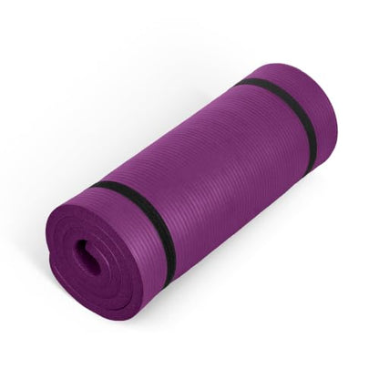 CAP 1" Extra Thick Yoga Mat, Exercise Mat with Strap, Multiple Colors - color: Wine