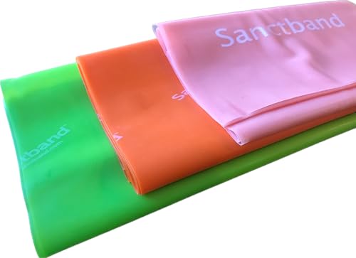 (Made in Malaysia) 3 Level 5 Ft Sanctband Exercise Resistance Bands for Stretching, Fitness or Physical Therapy Pilates Rehab