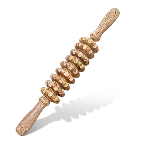 Wooden Massager Handheld Roller Trigger Point Massager Stick for Fascia, Cellulite, Muscle & Abdomen , Body Therapy Massager, Muscle Belly Relief Tool… - color: Gear Type