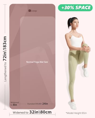 KEEP Extra Wide Yoga Mat, 7mm Thick 72" x 32" Exercise Mat | 7mm thick Extra wide yoga mat with carry strap for home workout, yoga, exercise and Pilates - color: Smoky Pink