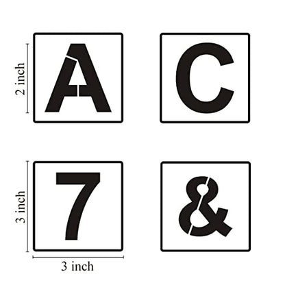 Alphabet Letter and Number Stencils 3 Inch - 40 Pack Letters and Numbers Stencil Templates with Signs for Painting on Wood, Reusable Number and Letter Stencils for Chalkboard Signs & Wood Wall Art - size: 3 Inch