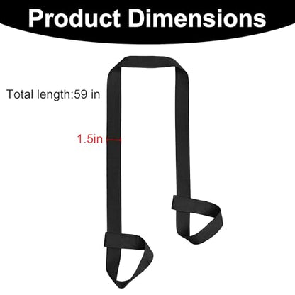 Yoga Mat Carrier Strap Adjustable Cotton Sling for Large Thick Mats 2 in 1 Carrying Strap and Stretching Band - color: Black