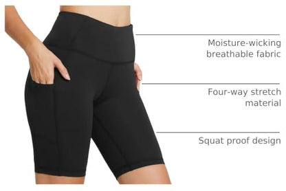 baleaf Women's High Waist Biker Shorts with 3 Pockets - color: Black-classic, size: XX-Large