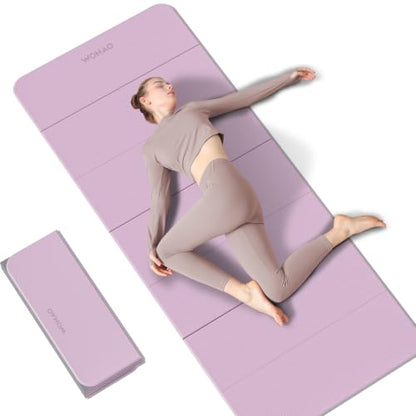 7-Fold Yoga Mat 70"x24" - 1/2 Inch Thick - color: Taro Purple + Warm Gray