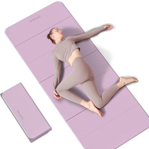 7-Fold Yoga Mat 70"x24" - 1/2 Inch Thick - color: Taro Purple + Warm Gray