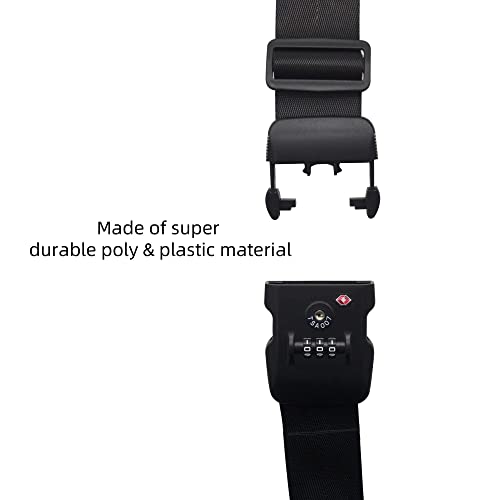 Heavy Duty Luggage Straps TSA Approved with Combination Lock Adjustable Travel Belt for Suitcases (Black) - color: Black-2