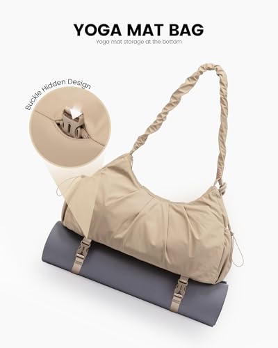 LOVEVOOK Gym Bag For Women,Yoga Mat Bag - color: Khaki
