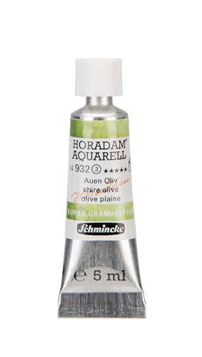 Schmincke - HORADAM® AQUARELL, Super Granulation, 14 932 001 Shire Olive, 5 ml tube, very strong granulating colors, finest, super granulating watercolors - color: 932 shire olive